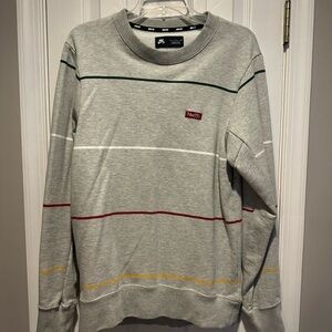 Nike SB Men's Crewneck Grey Sweater with Multicolor Stripes